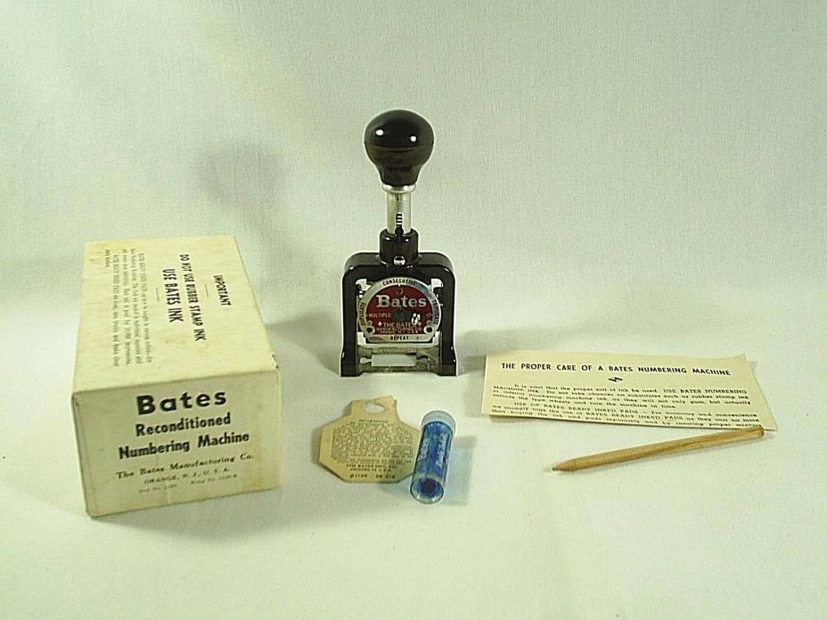 Bates Numbering Machine 6 Wheels Style E Vintage