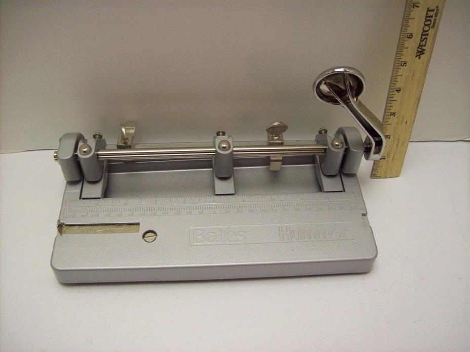 Bates Hummer Paper Punch 3 Hole Adjustable Metal Retro Office Model 2770 Vintage