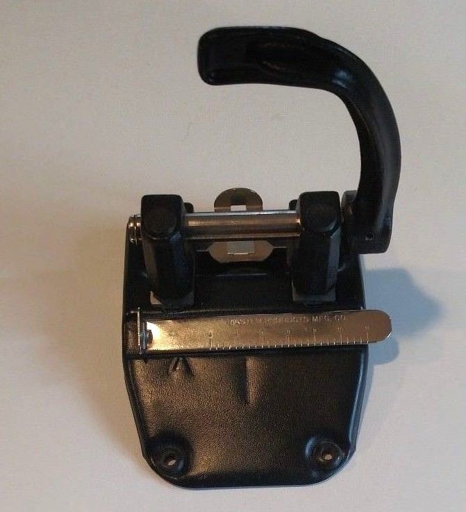 vintage Master products Mfg.Co. 2 hole punch with handle heavy duty black