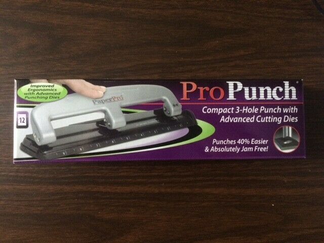 ProPunch by PaperPro compact 3 hole punch with Advanced Cutting Dies