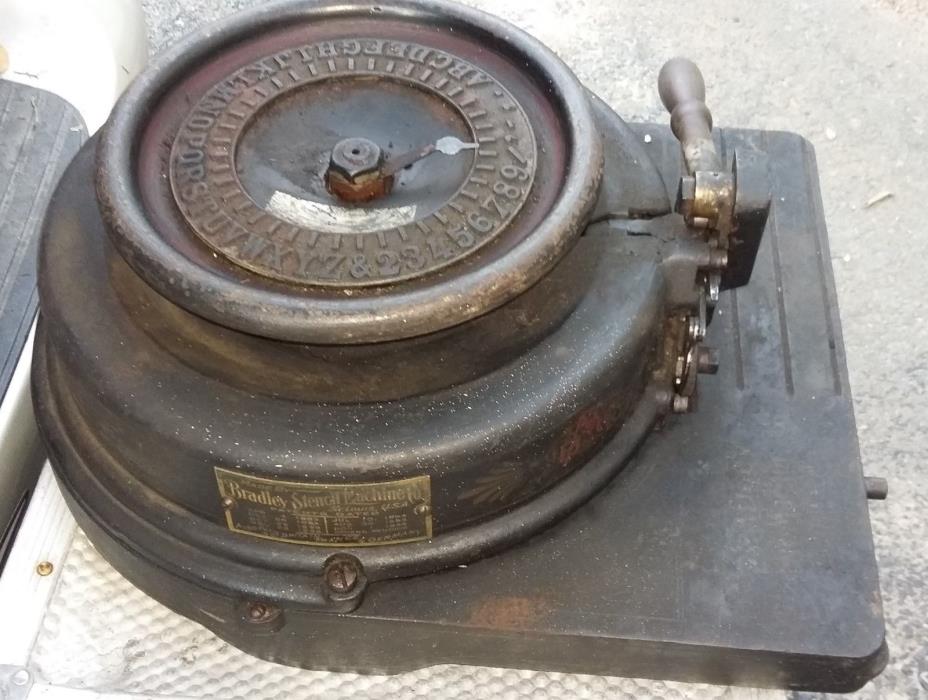VINTAGE BRADLEY STENCIL MACHINE made / from St. Louis MO, Patents dates 1893 -98