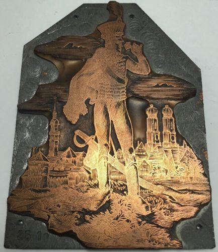 Vintage Copper Printing Plate Foreign Military Soldier ?