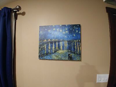 Wieco Art Starry Night Over The Rhone by Van Gogh Classic Oil Paint... BRAND NEW