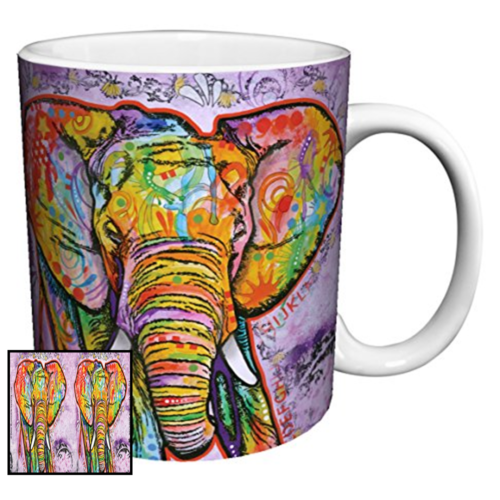 Dean Russo Elephant Modern Animal Art Porcelain Gift Coffee Multicolor 11 Ounce