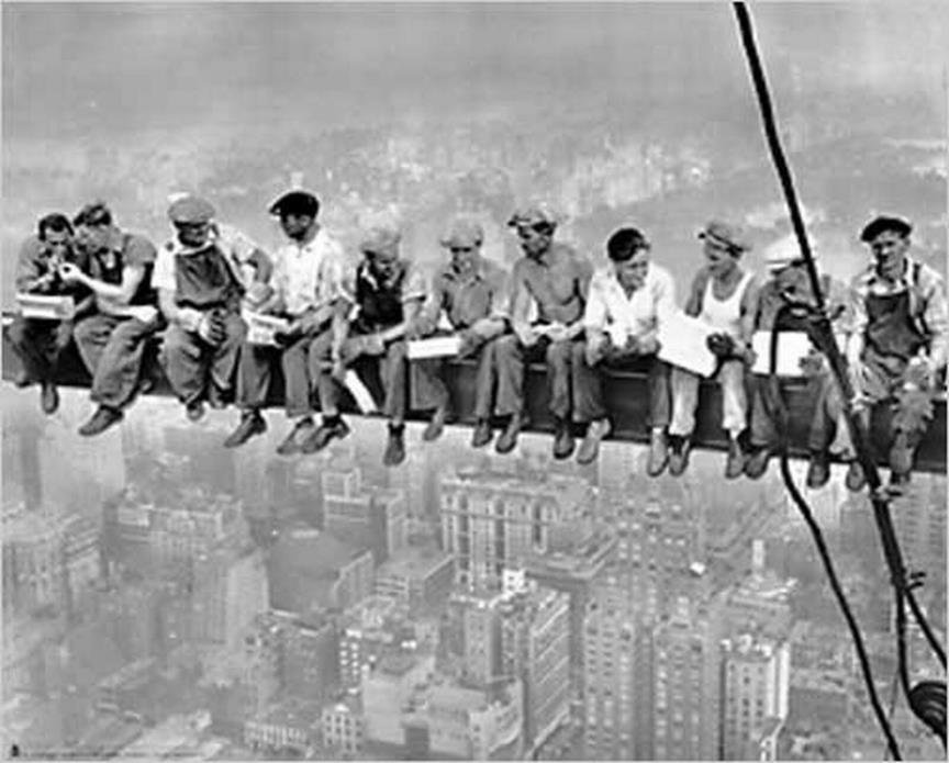 New York. Lunch atop a Skyscraper. Photograph taken in 1932 by Charles C. Ebb...