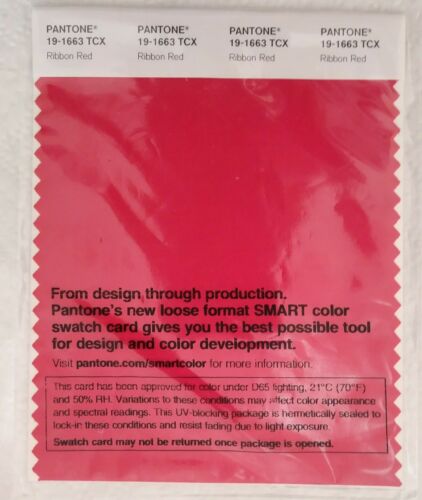 PANTONE SMART19-1663 TCX Color Swatch Card, Ribbon Red New