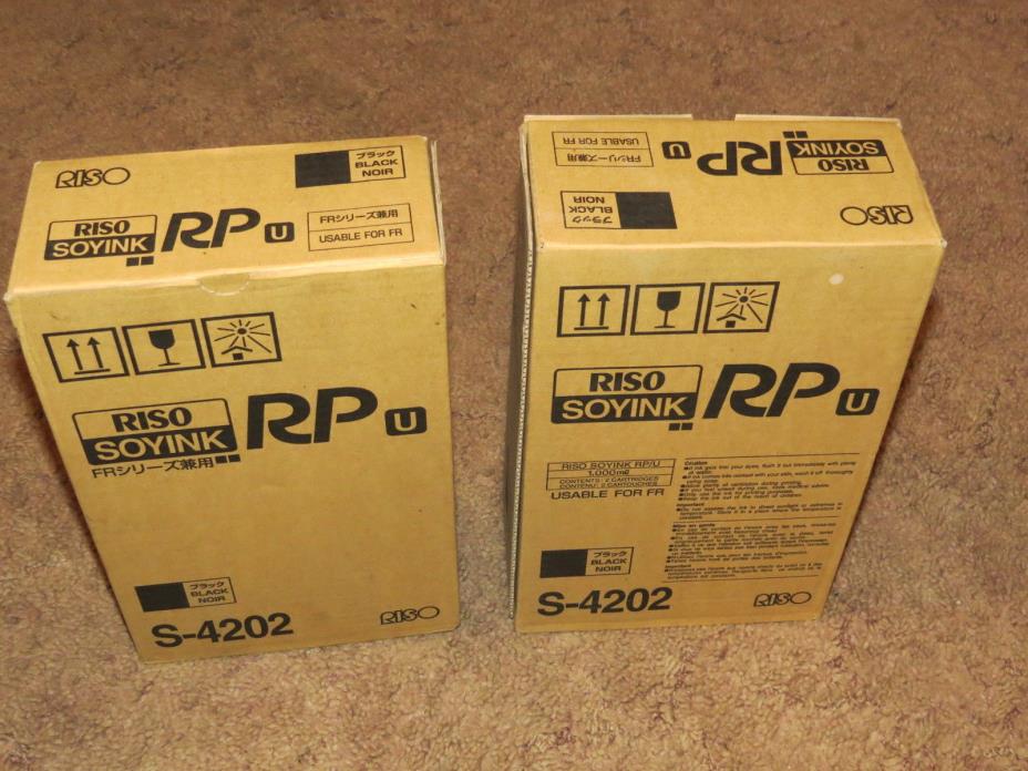 Genuine Riso Soyink S-4202, Black NEW Lot of 2 Boxes Total of 4 Units