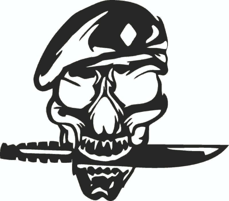 SKULL MILITARY DXF of Laser Cut -CNC Vector DXF-CDR - AI  Art file