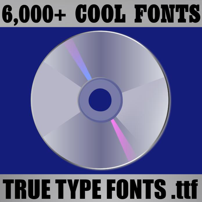 6000+ Cool Fonts Super Mega Pack Collection - True Type Font .ttf Files on CD