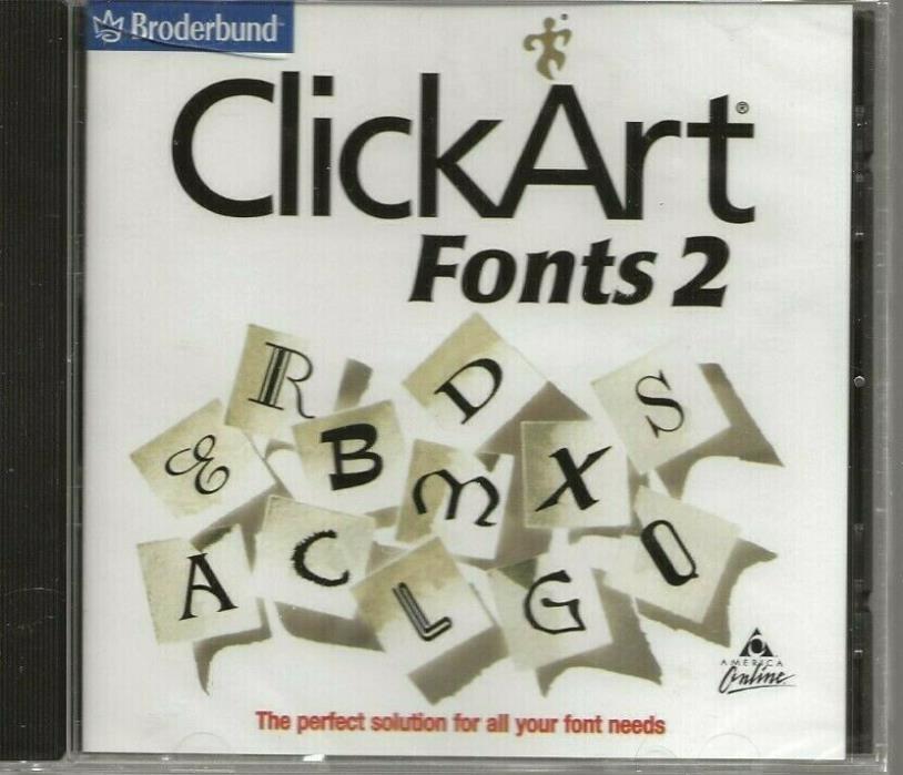 New Factory Sealed ClickArt Fonts 2 by Broderbund CD-ROM