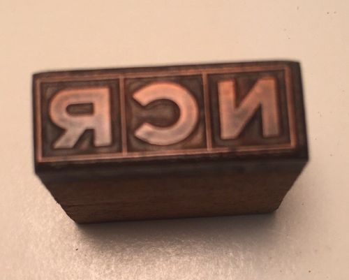 vintage printer Wood Metal Print Block Letterpress Type Of The NCR Logo