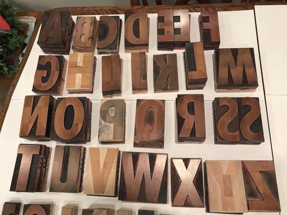 5” Wood letterpress Type, capital letters,  numbers and punctuation