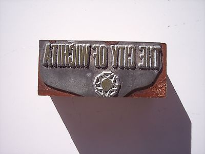 Vintage City of Wichita Printing Printers Letterpress Block