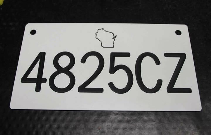 ATV license plate - custom made hard plastic - Wisconsin