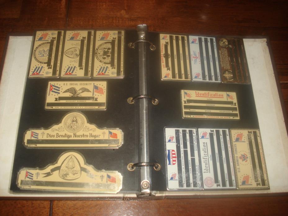 95 METAL SOCIAL SECURITY/OTHER ENGRAVING CARDS/PLAQUES MILITARY US MIXED VINTAGE