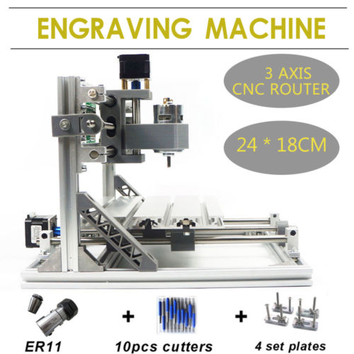 Mini DIY CNC 2418+W/ER11 Router Kit Wood Carving Engraving Milling Machine ER11