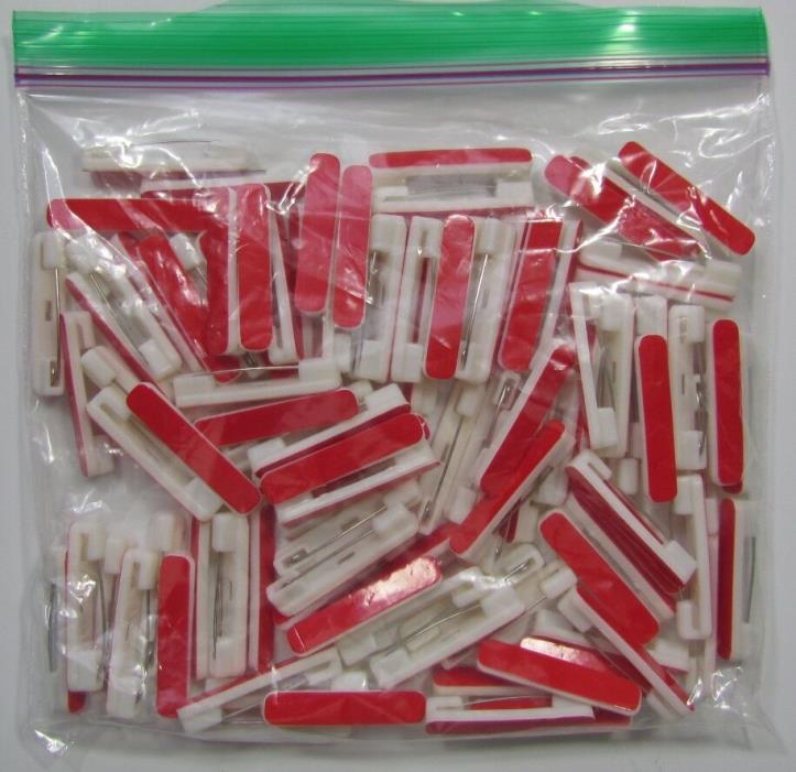 125 -1.5 inch Plastic Safety Pin Back with Adhesive- Safety Bar Pinback -Bar Pin
