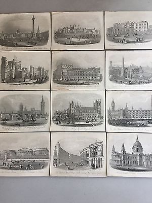 London J.T. Wood Steel Line Engravings London Possibly 1850s Lot of 12 Cards