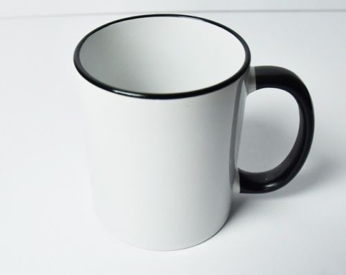 11 oz sublimation Mug white Mug With Black Handle And Black Rim Single