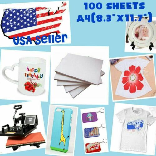 100 Sheet A4 Sublimation Heat Transfer Paper for Mug Cup Plate Cotton T-Shirt VP
