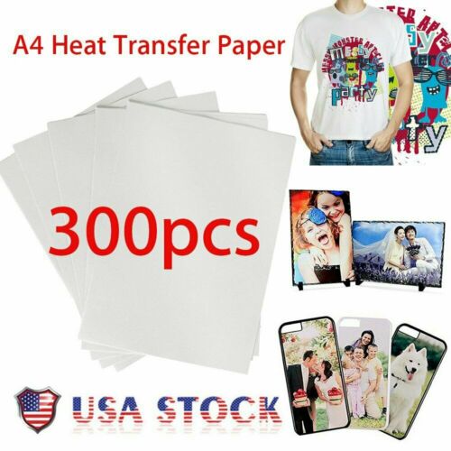 300X A4 Sublimation Iron On Heat Transfer Paper for inkjet Printer Mug T-shirt M