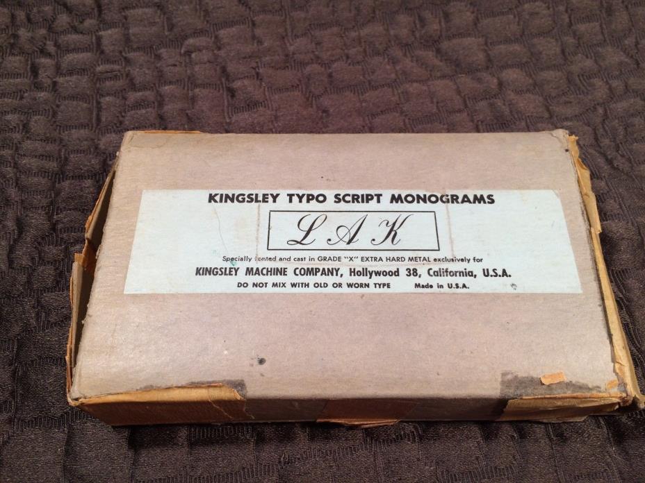 KINGSLEY HOT FOIL MACHINE TYPE LETTERS SMALL ELEGANCE INITIALS SORTED
