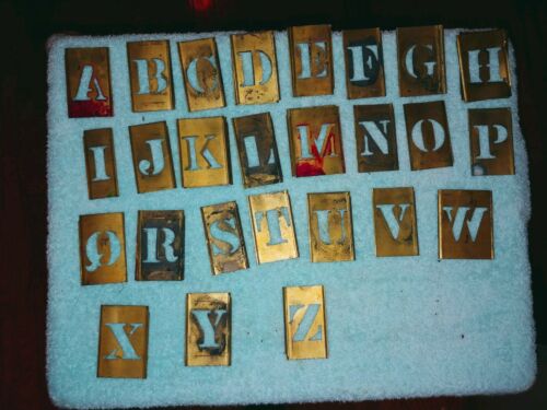 Vintage  Brass Stencil  Alphabet Letters, Numbers 62 total