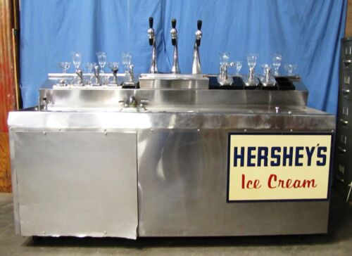 Vintage 6' Stainless Steel Hershey's Ice Cream Soda Fountain on Wheels