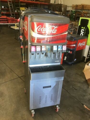 Lancer 4500 Six Head 115v Soda Dispenser w/Ice Dispenser+Lit Display On Cart