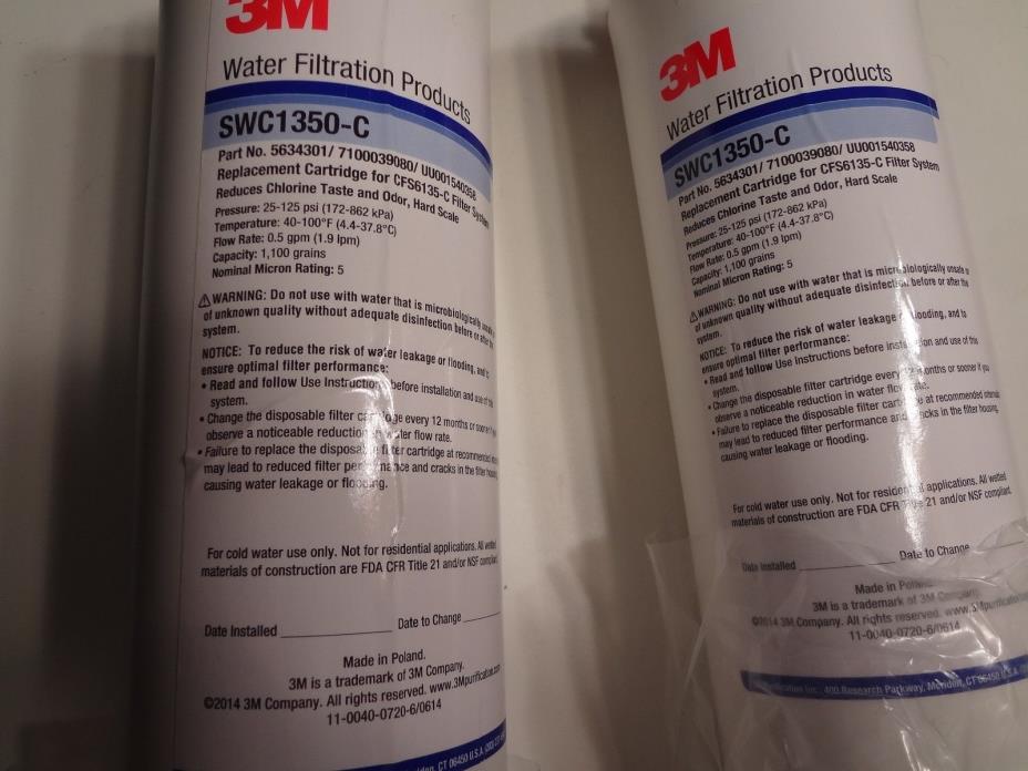 NEW 3M SWC1350-C Water Filtration Replacement Cartridges  (LOT OF 2)