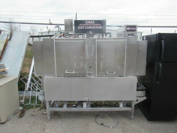 CMA E Temp Conveyor Dishwasher. Model# EST-66. 208-230 Volt 3 Phase 82X34X76