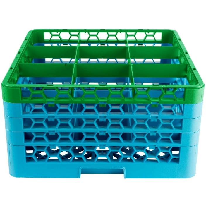 Carlisle RG9-4C413 OptiClean 9 Compartment Green Color-Coded Glass Rack LOT OF 2