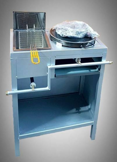 Comertial Grade Natural Gas Single Crepe and Fryers Vintage Machine with table