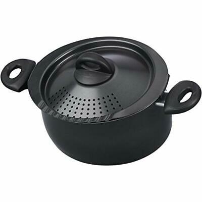 Bialetti 07265 Oval Quart Pasta Pot With Strainer Lid, Nonstick 1 Black With