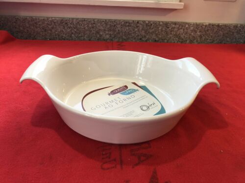 NEW OXFORD PROFESSIONAL PORCELAIN ROUND DEEP ROASTER / BAKING DISH WITH HANDLES