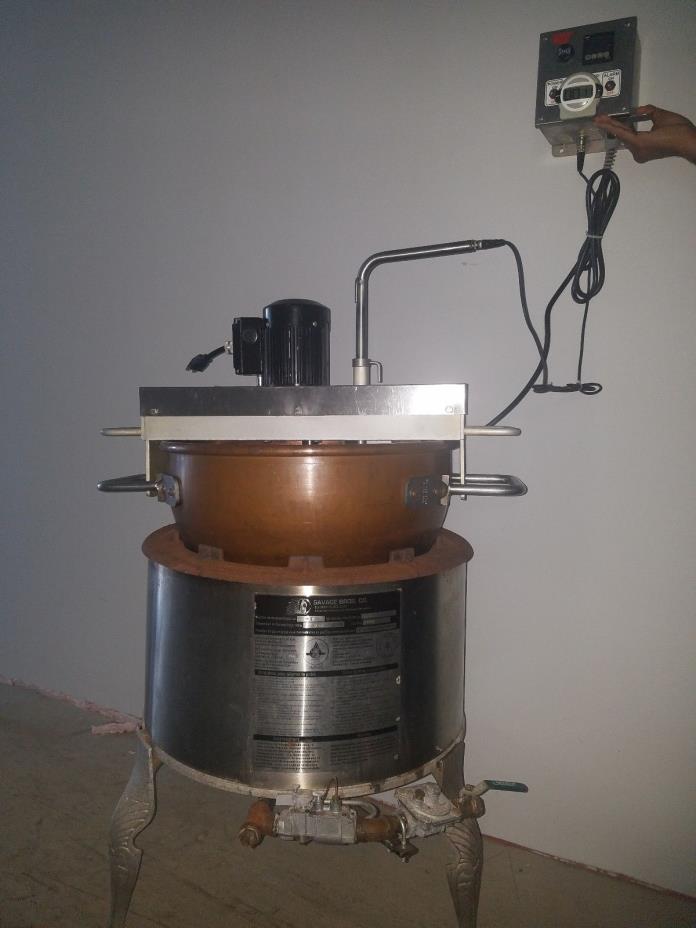 Savage bros candy cooker-20 copper kettle, agitator & digital therm.