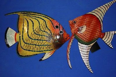 (2) Tropical Restaurant Wall Decor Realistic 3-D Coral Reef Fish, 12