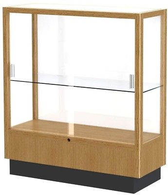 Waddell Heritage White Back Countertop Display Case, 36W by 40H by 14' D, Oak