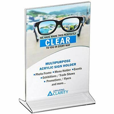 Amazing Clarity Store Sign Holders 5x7 Inches Acrylic / Table Top Menu Display 6