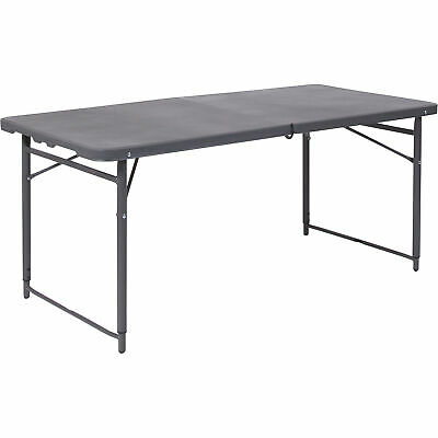 Flash Plastic Rectangular Folding Table Gray 23.5inWx48.25inDx21.5in 29.5inH