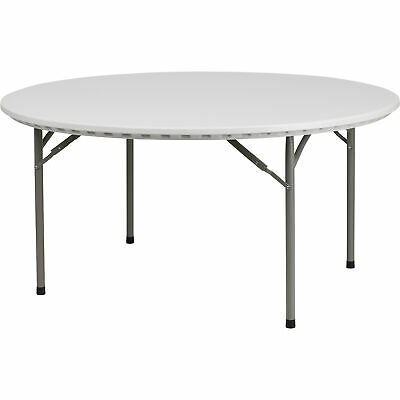 Flash Furniture Round Plastic Folding Table- Granite White 5ft. Diameter RB60R