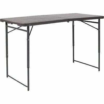 Flash Plastic Rectangular Folding Table Brown 23.5inWx48.25inDx21.5in 29.5inH