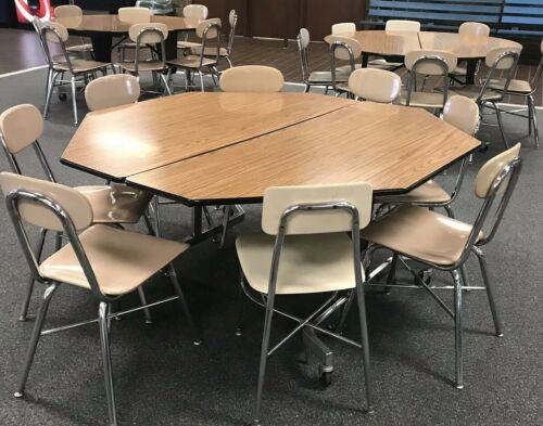 CLOSEOUT SURPLUS CAFETERIA lunchroom TABLES And Melamine Chairs Seats 180