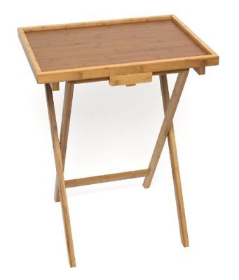 Bamboo Folding Individual Dining or Snack Side Table with Half Inch Lip