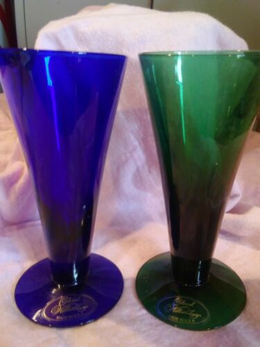 Vintage NOS Colonial Williamsburg 5 Oz. Wine Flute Green Or Blue Judel Glass WV