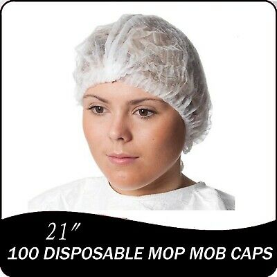 100 disposable mop mob caps clipped hair head cover net for salon or spray tan