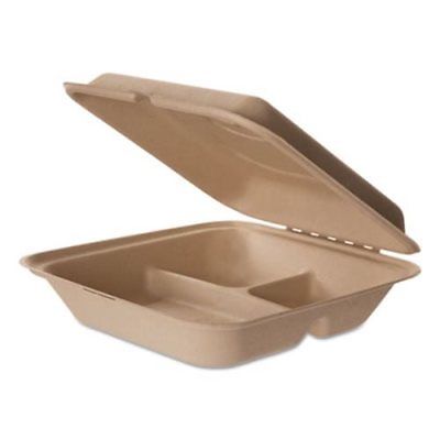 Eco-products 3-Comp. 9 x 9 x 3 Hinged Containers, 200 Containers (ECOEPHCW93)