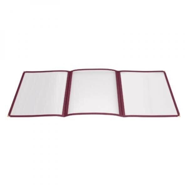 Tri Fold Six View Three Panel Booklet Cafe Style Menu Covers 8.5 x 11 Burgundy