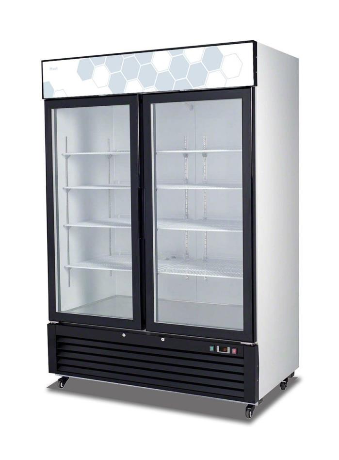 Migali C-49RM Commercial Double Glass Door Merchandiser Refrigerator