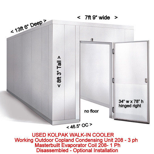 USED Walk-in Cooler Indoor Refrigerator Evaporator & Remote Outdoor Condenser
